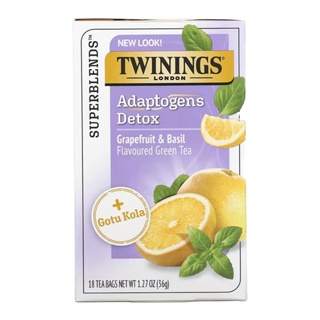 ขายแยกซอง 2 กรัม Twinings, Adaptogens Detox Green Tea, Grapefruit &amp; Basil