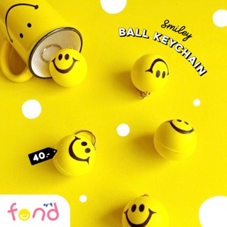 😀พวงกุญแจลูกบอลนุ่มนิ่มหน้ายิ้มสีเหลือง🙂smiley ball keychain