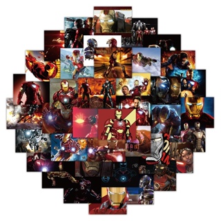 สติกเกอร์ กันน้ํา ทรงสี่เหลี่ยม ลาย Iron Man Super Hero มี 52 ชิ้น