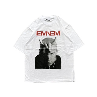 เสื้อยืดโอเวอร์ไซส์เสื้อยืด แขนสั้น พิมพ์ลาย Eminem MONSTER สีขาวS-3XL