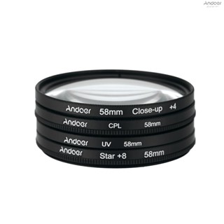 Andoer 58mm UV+CPL+Close-Up+4 +Star 8-Point Filter Circular Filter Kit Circular Polarizer Filter Macro Close-Up Star 8-Point Filter with Bag for   Pentax  DSLR Camera