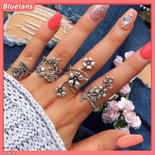 【 Bluelans 】 แหวนลายดอกไม้สไตล์วินเทจสำหรับผู้หญิง