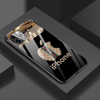 Gucci เคสโทรศัพท์มือถือกระจกนิรภัย กันกระแทก แบบเต็มจอ สําหรับ iphone 14 13 12 11 Pro Max X XS XR XSMAX