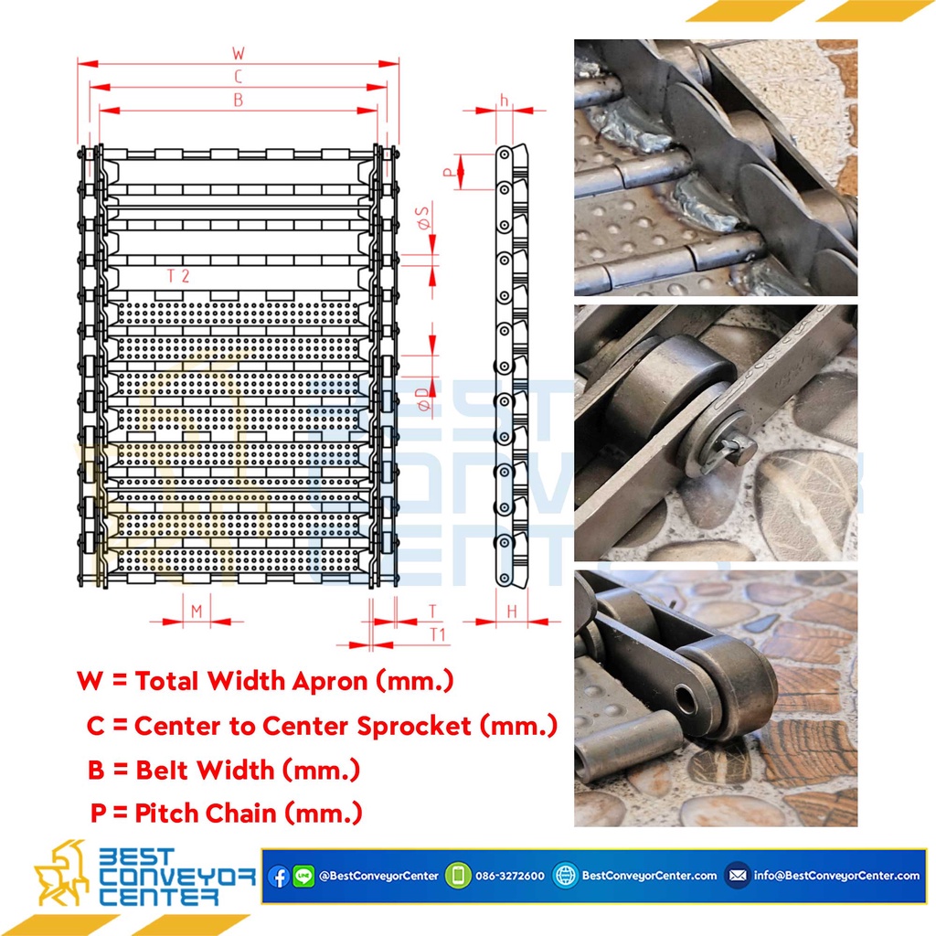 สายพานลำเลียงเศษเหล็ก-apron-chain-no-c2052-r-roller-ลูกกลิ้งใหญ่