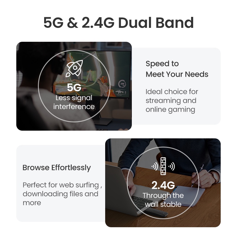 ภาพสินค้าUgreen อะแดปเตอร์เครือข่าย WiFi ไร้สาย 1300Mbps ปลั๊ก USB 2.4G และ 5G สําหรับคอมพิวเตอร์ PC จากร้าน ugreen.th บน Shopee ภาพที่ 3