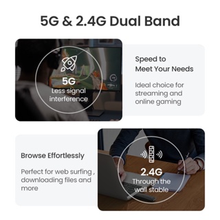 ภาพขนาดย่อของภาพหน้าปกสินค้าUgreen อะแดปเตอร์เครือข่าย WiFi ไร้สาย 1300Mbps ปลั๊ก USB 2.4G และ 5G สําหรับคอมพิวเตอร์ PC จากร้าน ugreen.th บน Shopee ภาพที่ 3