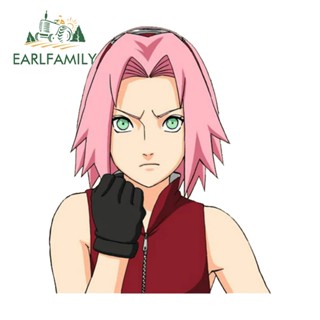 Earlfamily สติกเกอร์ ลายการ์ตูนนารูโตะ Sakura กันน้ํา สําหรับติดตกแต่งหมวกกันน็อค รถจักรยานยนต์ JDM VAN 13 ซม. X10.8 ซม.