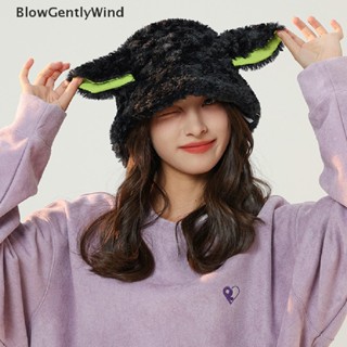 Blowgentlywind หมวกบักเก็ต ผ้าขนแกะเทียม ทรงชาวประมง มีหูแกะพานามา ให้ความอบอุ่น แฟชั่นฤดูหนาว สําหรับผู้หญิง