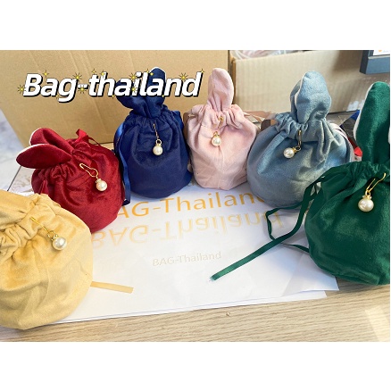 พร้อมส่ง-ราคาถูก-ถุงหูรูด-กระเป๋าหูรูดหูกระต่าย-ถุงหูรูดหูกระต่ายฟรีไข่มุก-สำหรับใส่ของขวัญ-ของชำร่วย-จิวเวอรี่