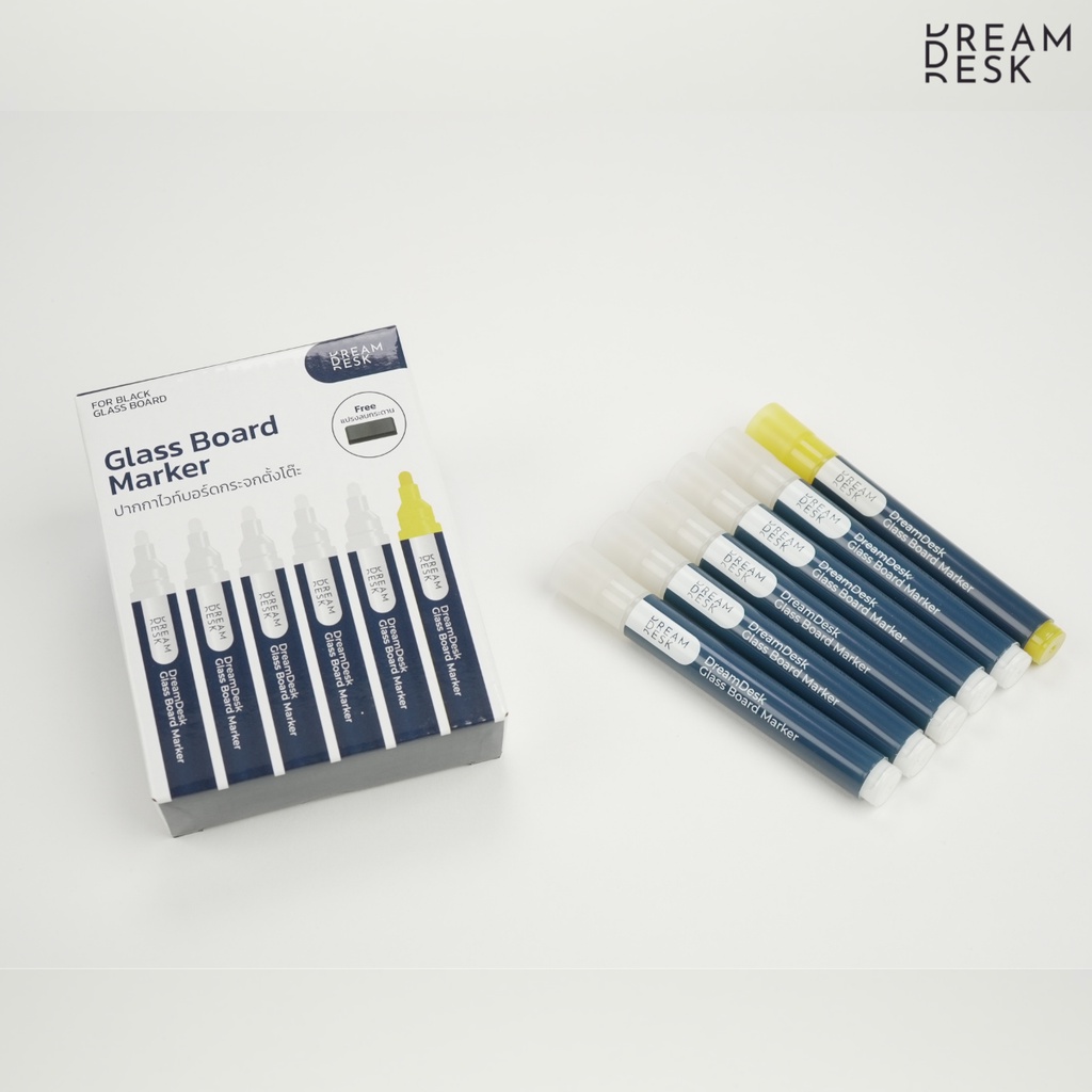 new-marker-for-glass-board-by-dreamdesk-ปากกาไวท์บอร์ดกระจกตั้งโต๊ะ-แถมฟรี-แปรงลบกระดาน