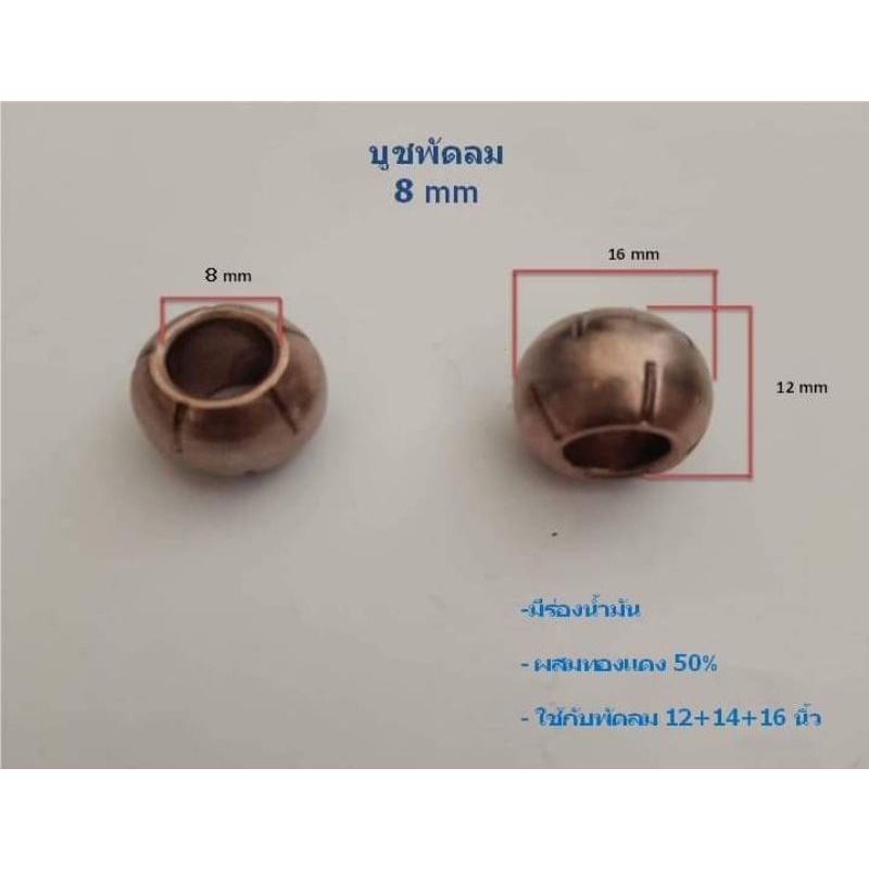 ภาพหน้าปกสินค้าบูชพัดลมรูใน8มิลผสมทองแดง50%มีร่องน้ำมันอะไหล่พัดลม