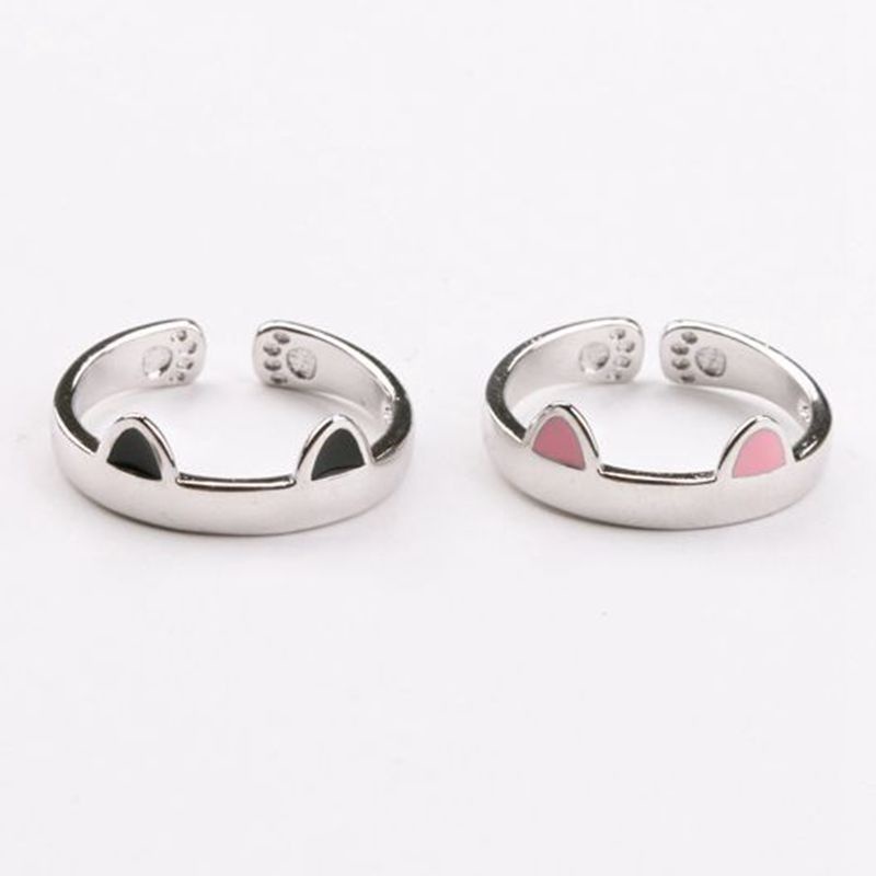 แหวนหูแมวน่ารัก-แบบเปิด-ปรับได้-สร้างสรรค์-แฟชั่นเรียบง่าย-สําหรับคู่รัก