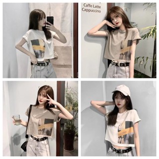 👕 VIVI 💥 ฤดูร้อนฮาราจูกุการ์ตูนหลวมพิมพ์ผู้หญิงเสื้อยืดแขนสั้น  ผ้านิ่ม  1047#