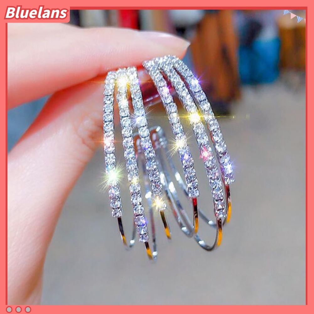 bluelans-เครื่องประดับสตรีต่างหูห่วงวงกลมหลายรูปร่าง-rhinestone