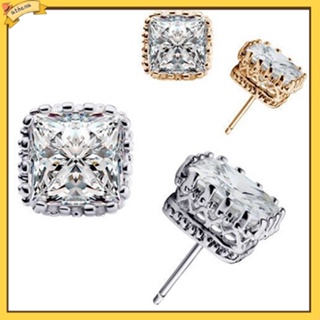 [Athena] เครื่องประดับต่างหู Cubic Zirconia ทรงสี่เหลี่ยมประดับ Cubic Zirconia