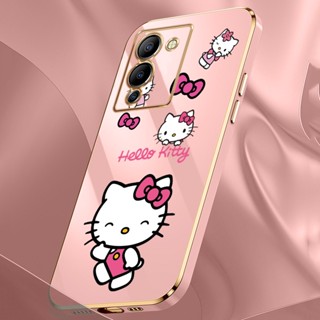 เคสโทรศัพท์มือถือ ขอบสี่เหลี่ยม บางมาก ลายเฮลโลคิตตี้น่ารัก พร้อมสายคล้อง สีชมพู สําหรับ Infinix Note 12 G96 12 Pro 5G 11 Pro 11S 10 Pro 8i 8