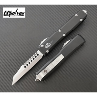 มีดออโต้ Microtech Ultratech Warhound OTF Automatic Knife Stonewash Blade, Black Handles (119W-10S)