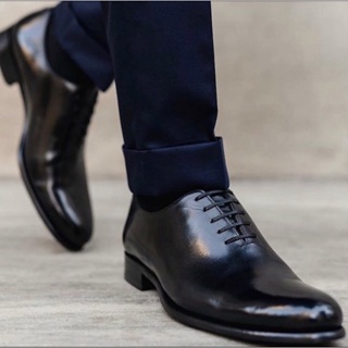 สินค้า Mac&Gill รองเท้าผู้ชายหนังแท้แบบทางการและออกงานสีดำแบบผูกเชือก Washington Grand Oxford leather business shoes in black