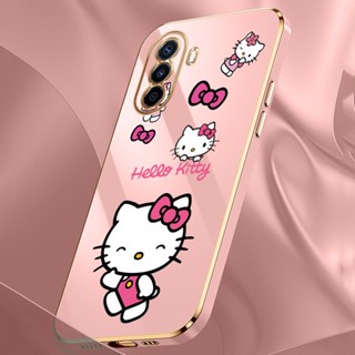 เคสโทรศัพท์มือถือ แบบบางพิเศษ ขอบสี่เหลี่ยม ลายเฮลโลคิตตี้น่ารัก สีชมพู พร้อมสายคล้อง สําหรับ Huawei Nova Y70