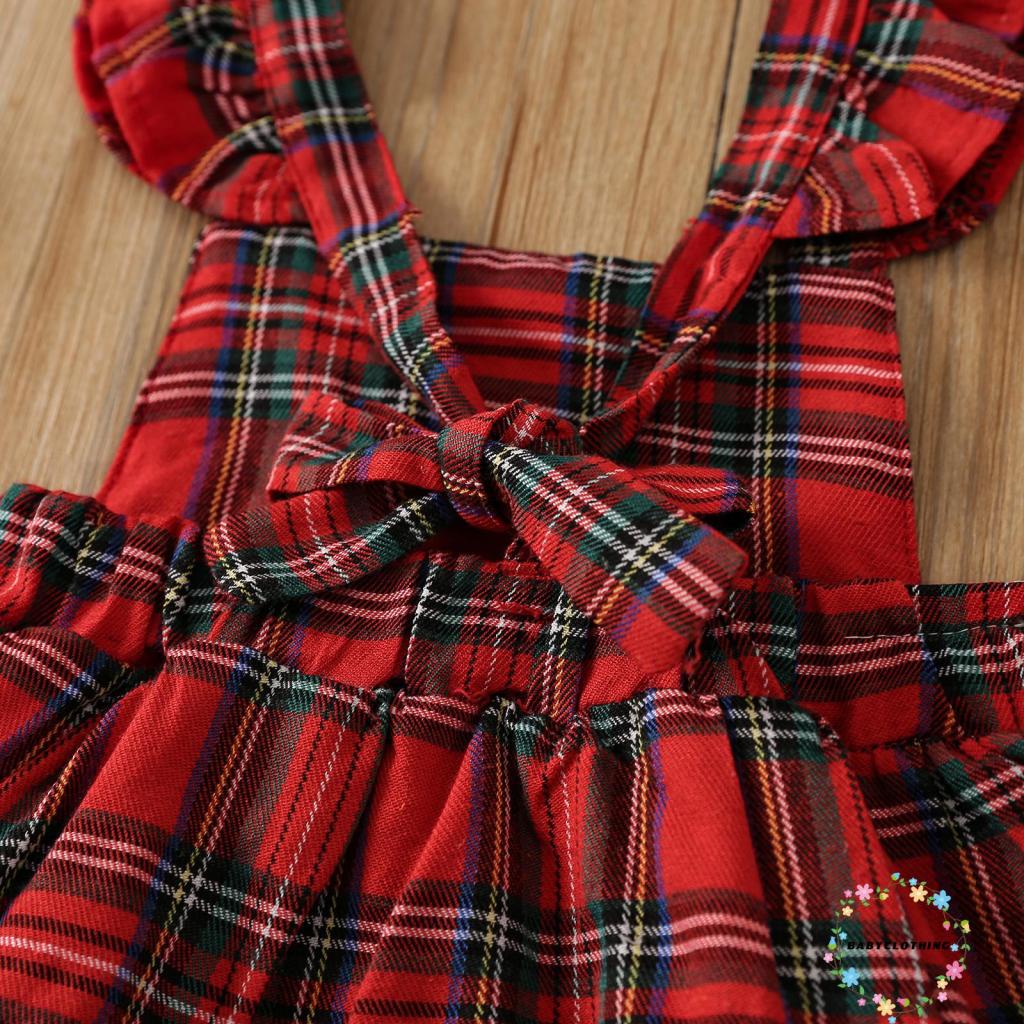 babyclothes-ชุดรอมเปอร์-แขนกุด-คอสี่เหลี่ยม-ลายสก๊อต-ที่คาดผม-ประดับโบว์-คริสต์มาส-สําหรับเด็กผู้หญิง