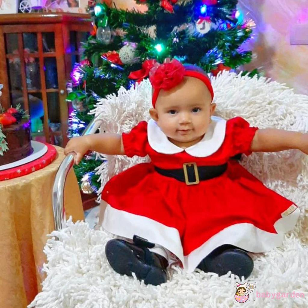 babygarden-ชุดเดรส-ทรงเอ-แขนสั้น-คอตุ๊กตา-พร้อมเข็มขัด-และหมวก-สีแดง-สําหรับเด็กผู้หญิง-อายุ-6-เดือน-4-ปี