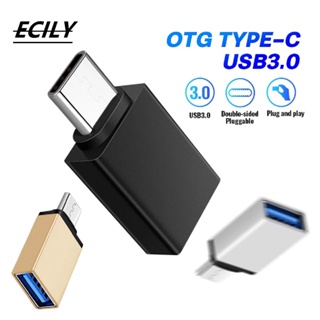 Ecily อะแดปเตอร์แปลงสายเคเบิ้ล USB 3.0 Type-C OTG สําหรับ Macbook แล็ปท็อป แท็บเล็ต