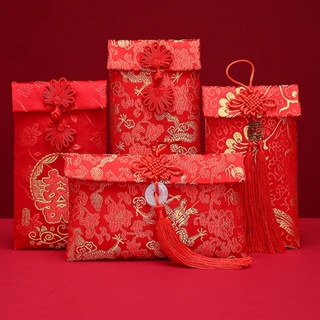 สินค้า กระเป๋าเงิน ทรงซองจดหมาย สีแดง สไตล์จีน แฟชั่นฤดูใบไม้ผลิ เทศกาลปีใหม่ สําหรับงานแต่งงาน วันเกิด