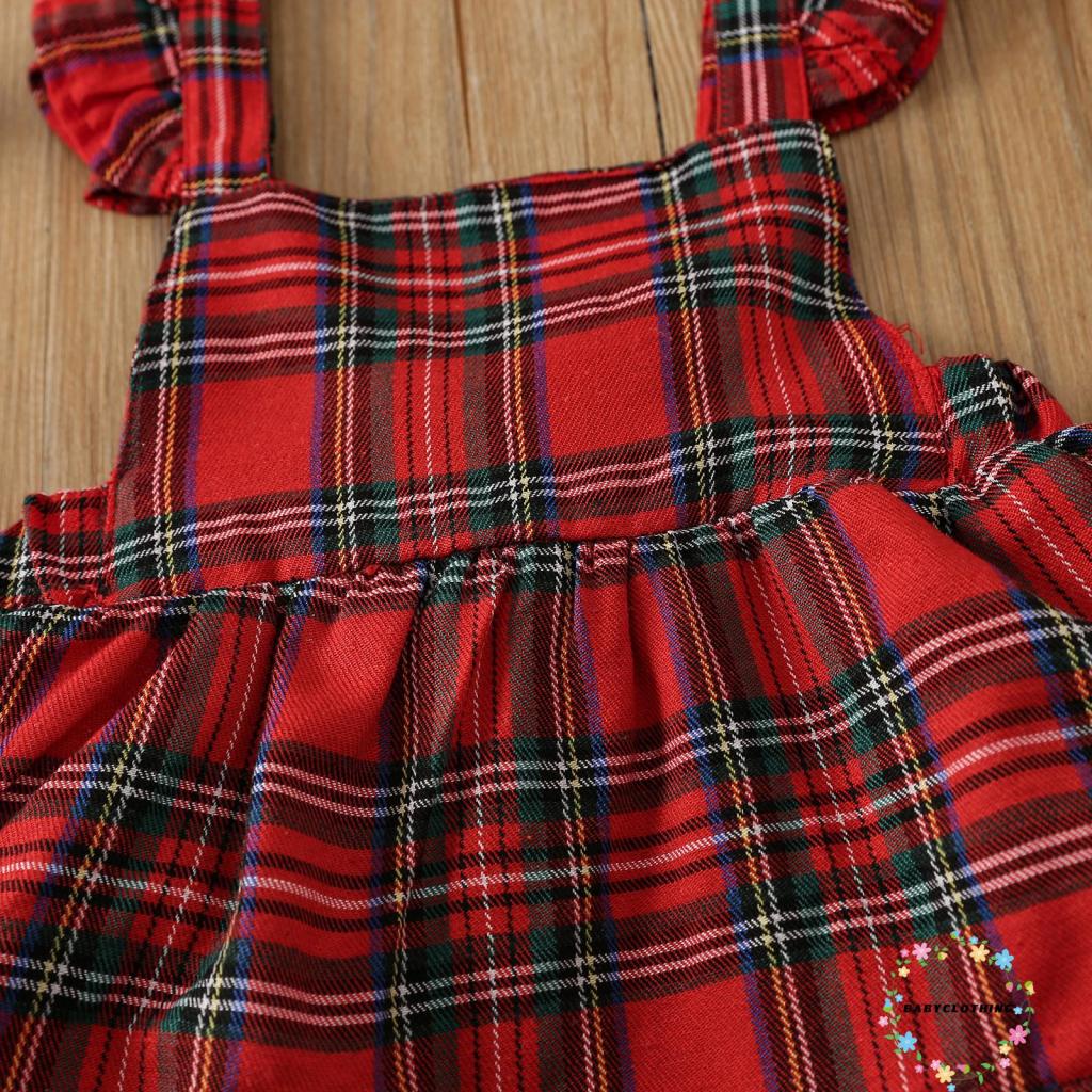 babyclothes-ชุดรอมเปอร์-แขนกุด-คอสี่เหลี่ยม-ลายสก๊อต-ที่คาดผม-ประดับโบว์-คริสต์มาส-สําหรับเด็กผู้หญิง