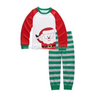 L-DAB-706 ชุดนอนเด็กลายคริสต์มาส ซานตาคลอส Santa แขนยาวขายาวผ้าบางนิ่ม 🚒 พร้อมส่งด่วนจาก กทม.🇹🇭