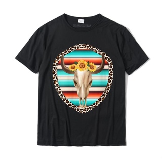เสื้อยืดผู้หญิง Bayan komik hırka inek kafatası baskı ayçiçeği leopar turkuaz T-Shirt pamuklu erkek Tees Tops tasarım t