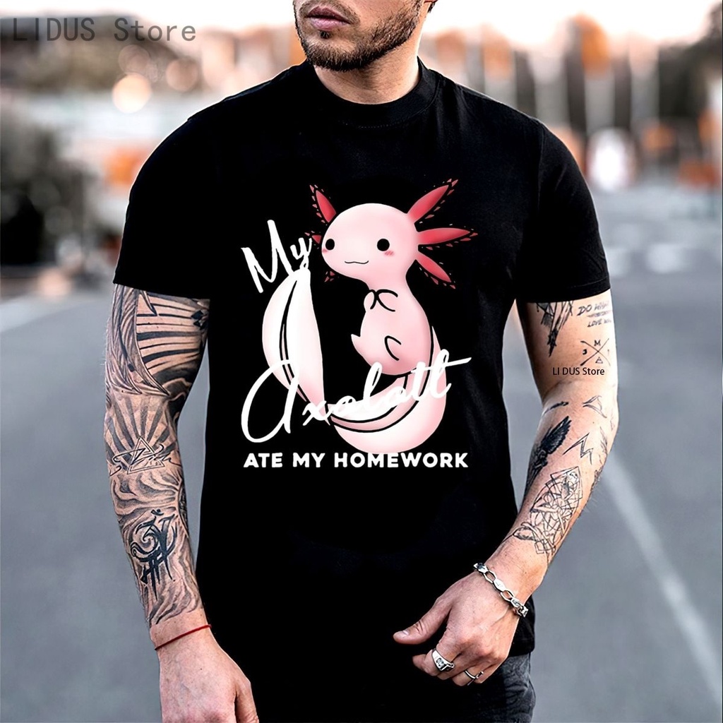เสื้อยืด-cotton-เสื้อยืดน่ารัก-axolotl-ฮาราจูกุเสื้อยืดแขนสั้นกราฟิกเสื้อยืดแบรนด์เสื้อยืดทีท็อป