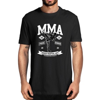 เสื้อแฟชั่นผญ วินเทจย้อนยุค MMA ชายนักสู้ศิลปะการต่อสู้แบบผสมผสาน 100% ฝ้ายฤดูร้อนผู้ชายแปลกใหม่เสื้อยืดขนาดใหญ่ผู้หญิงถ