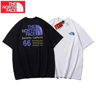 เสื้อผู้ชายเท่ เสื้อยืดกีฬาแขนสั้นผ้าฝ้ายพิมพ์ลายโลโก้ The North Face / North สําหรับผู้ชายผู้หญิง