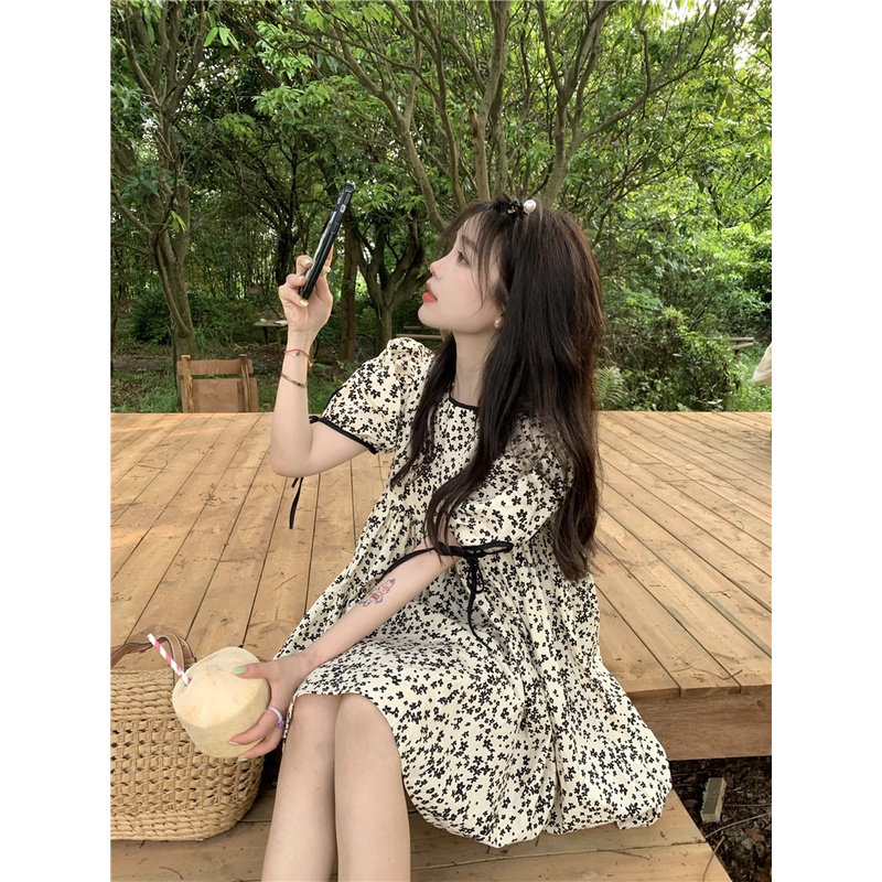 daisy-black-minidress-c3679-มินิเดรสสั้น-มินิเดรสสั้นดอกเดซี่-มินิเดรสสั้นน่ารักๆ-มินิเดรสสั้นสไตล์เกาหลี