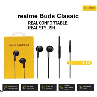 หูฟัง Realme Budsคลาสสิก หูฟัง เรียลมี 3.5มม หูฟัง Built-In Mic 14.2มม.ไดร์เวอร์ขนาดใหญ่ชุดหูฟัง Remote เสียงดีมาก ขายดี