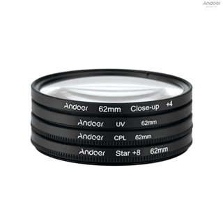 Andoer 62mm UV+CPL+Close-Up+4 +Star 8-Point Filter Circular Filter Kit Circular Polarizer Filter Macro Close-Up Star 8-Point Filter with Bag for   Pentax  DSLR Camera