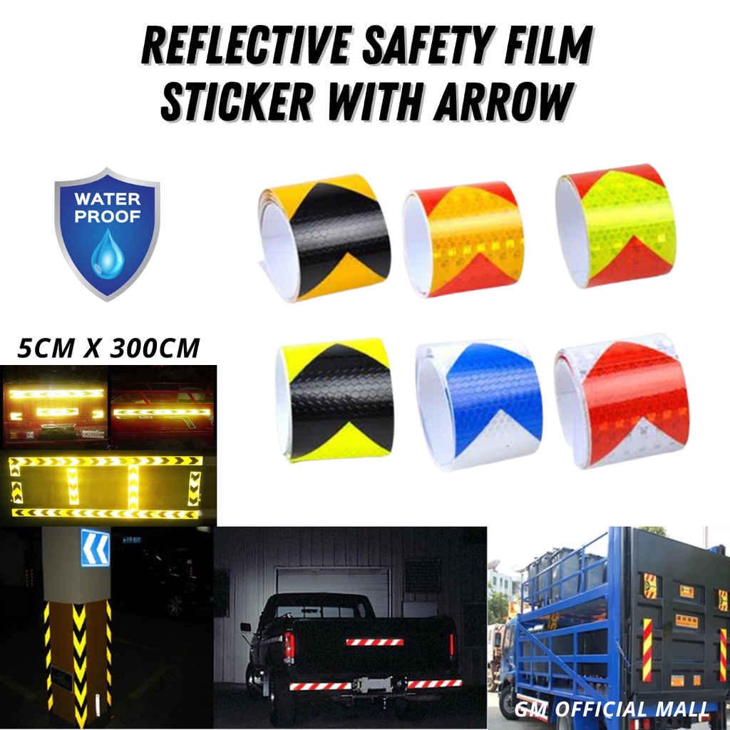 รถสะท้อนแสง ARROW STICKER TAPE ความปลอดภัยฟิล์มกรวยคําเตือน Decal ...