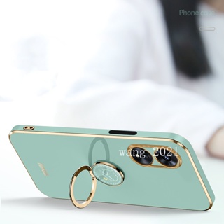 New Casing เคส OPPO Reno8 T 5G 4G Reno 8T 8 T 2023 Phone Case Electroplating Straight Edge with Clock Stand Protective Soft Case Back Cover เคสโทรศัพท