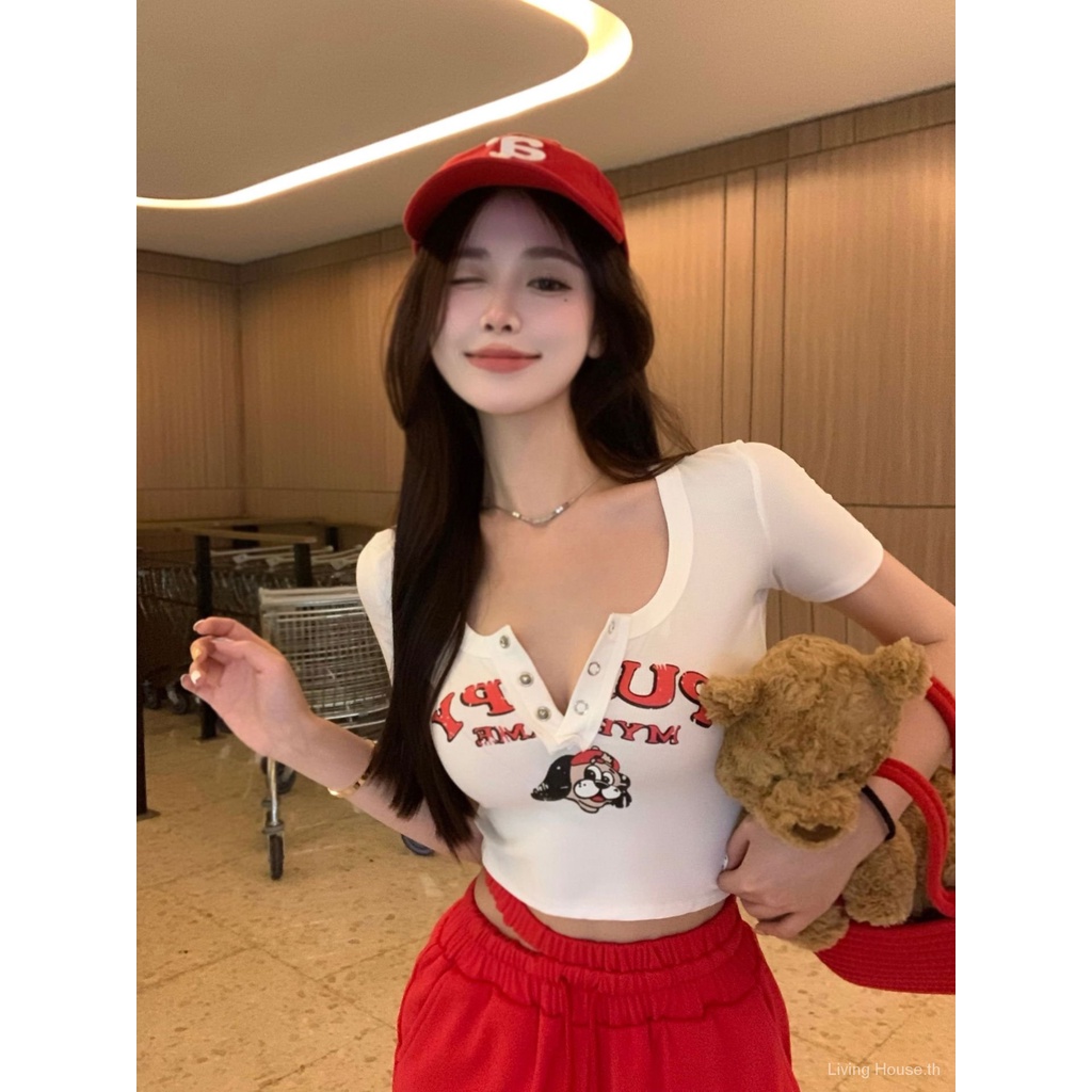 tเสื้อเชิ้ตผู้หญิงฤดูร้อนรุ่นใหม่สไตล์เกาหลีinsเสื้อสาวฮอตสไตล์เซ็กซี่สุดเก๋สุดอินเทรนด์sh2101