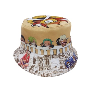 (แท้ 100%) สปอตอนิเมะ One Piece พิมพ์หมวกชาวประมงแฟชั่นระบายอากาศสำหรับผู้ชายและผู้หญิง