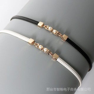 ((พร้อมส่ง) เข็มขัดคาดเอว แบบบาง ประดับไข่มุก เข้ากับทุกการแต่งกาย แฟชั่นเรียบง่าย สําหรับผู้หญิง daydhyehe456.my10.19