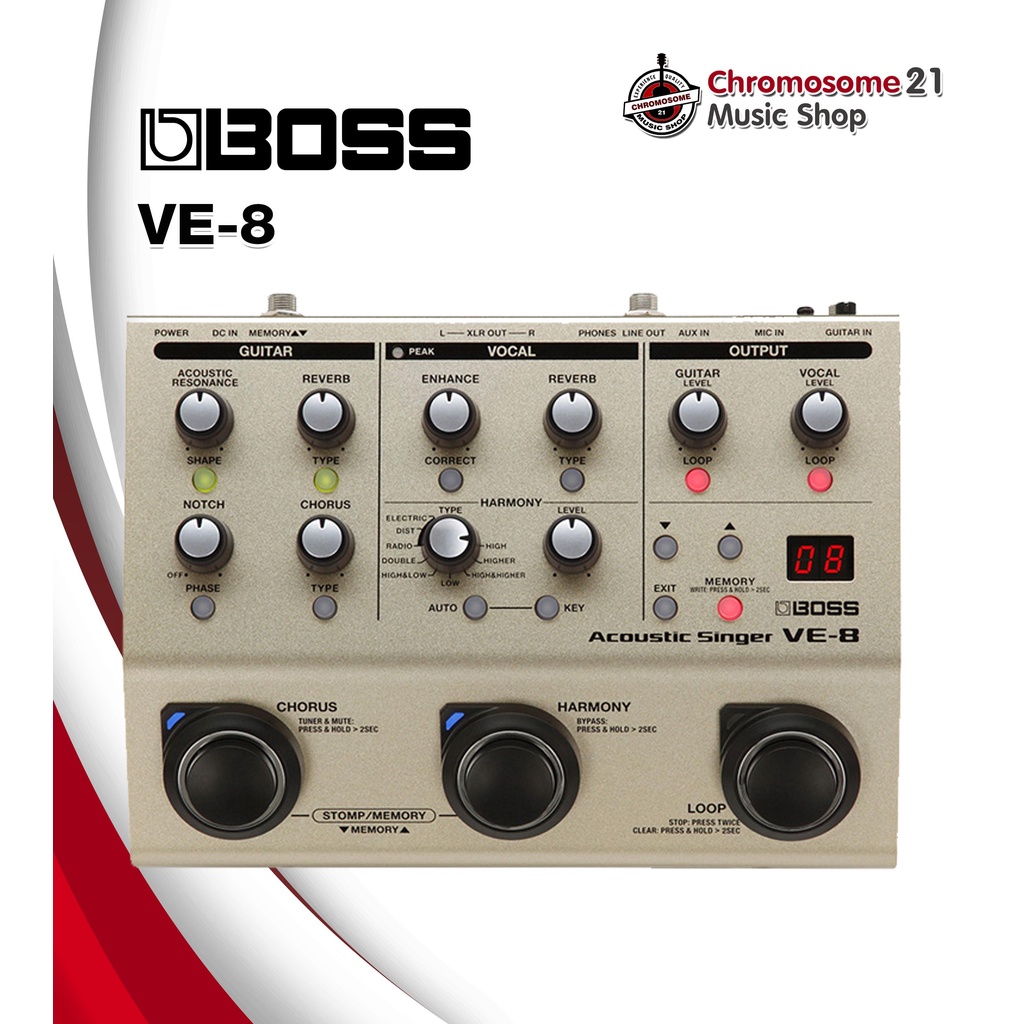 Boss VE-8 Acoustic Singer เอฟเฟคเสียงร้อง คู๋ประสาน(2คู่) +Loop+พร้อม ...