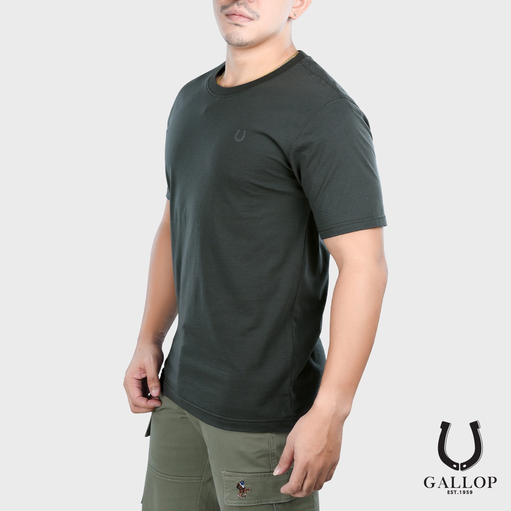 เสื้อทหาร-เสื้อตราหานคู่-gallop-เสื้อยืดคอกลม-basic-t-shirt-round-necked-รุ่น-gn9006-สีเทาชาโค