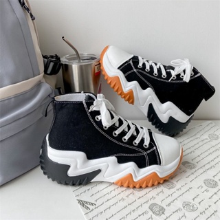 🔥พร้อมส่ง🔥รองเท้าผ้าใบผู้หญิง ส้น 5ซม รองเท้าแฟชั่น เกาหลี ลําลอง G289