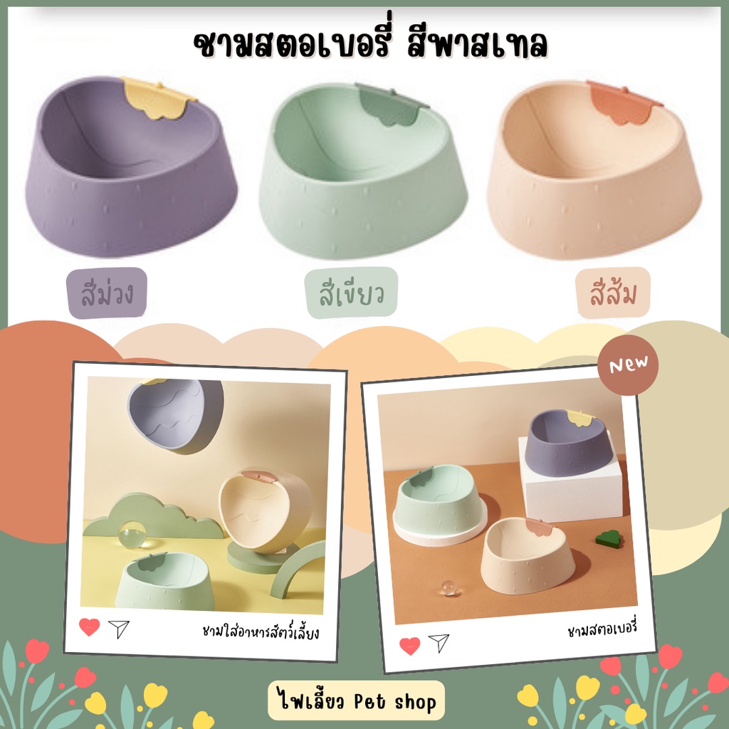 ชามสตอเบอรี่-ชามอาหารน้องหมา-ชามอาหารน้องแมว-ชามอาหารสัตว์เลี้ยง