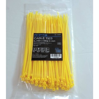 เคเบิ้ลไทร์ ขนาด 6 นิ้ว (160 x 2.5 mm)สีเหลือง ( แพค ุ300 เส้น) / สายรัดไนล่อน (Nylon Plastic Cable Ties, Zip Tie Lock)