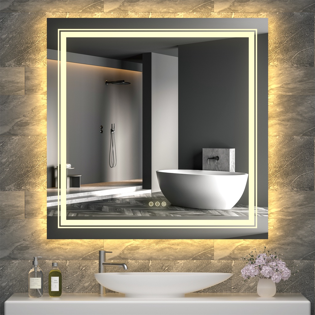 unho-กระจกห้องน้ำ-ห้องอาบน้ำมีไฟ-led-ทัชสกรีนกันฝ้า-กันน้ำ-กันฝุ่น-กระจกอัจฉริยะ-กระจกแต่งหน้า-led-bathroom-mirror