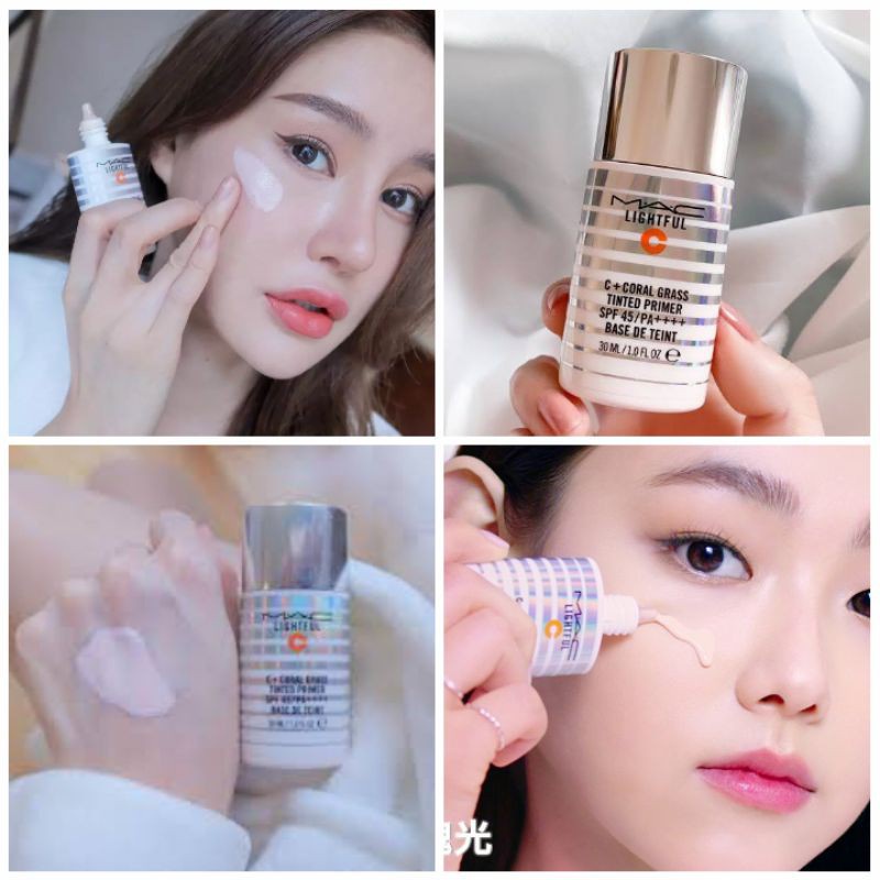 cosmetichub69-แท้ทั้งร้าน-แบ่งขายไพรเมอร์ลิซ่า-mac-lightful-c-coral-grass-tinted-primer-spf45-pa