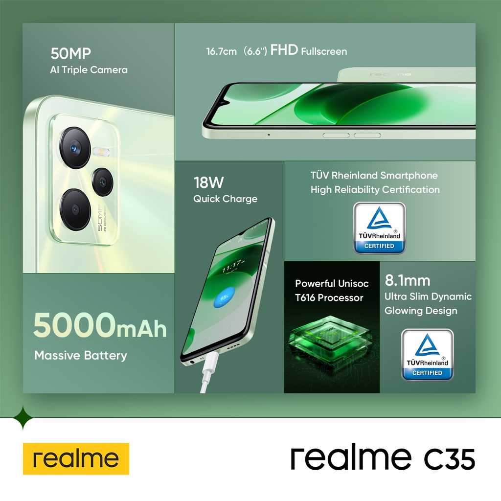 ภาพสินค้าโทรศัพท์มือถือ Realme C35 โทรศัพท์ (ของเเท้100%) โทรศัพท์ 12GB+512GB โทรศัพท์มือถือราคาถูก 5G โทรศัพท์ Smart phone จากร้าน mlqg69d49y บน Shopee ภาพที่ 3