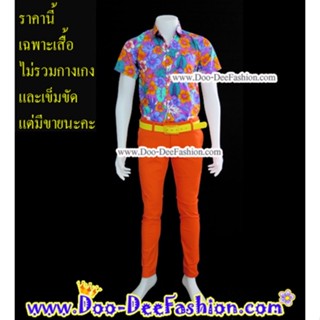 เสื้อเชิ๊ตลายดอก-S006 เสื้อสงกรานต์ (UP) (ไซส์ S:รอบอก 38 นิ้ว)